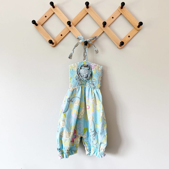 Mustard Pie Other - Mustard Pie Floral Smocked Halter Tie Bubble Romper | 18M